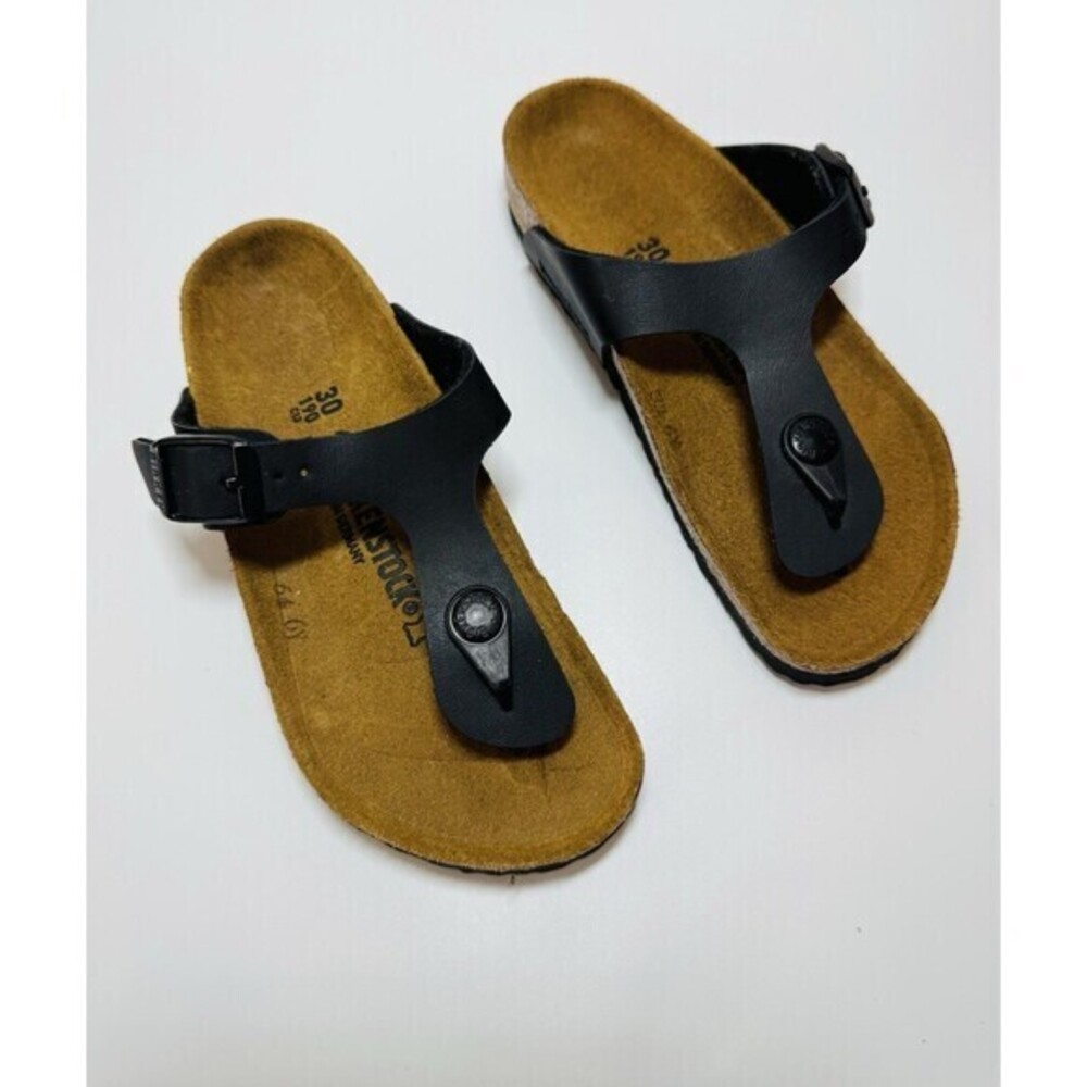 Birkenstock Gizeh Birko-Flor Sandals Black Kids Size US C 12 EU 30 Girls NARROW